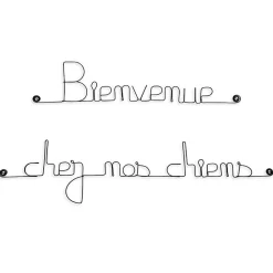 Clearance Bijoux De Mur Bienvenue chez nos chiens - Sculpture fil de fer 50-60 cm -