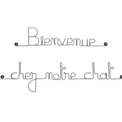 Bijoux De Mur Bienvenue chez notre chat - Sculpture fil de fer 50-60 cm -* Objet Décoratif Mural