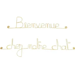 Bijoux De Mur Bienvenue chez notre chat - Sculpture fil de fer 50-60 cm -* Objet Décoratif Mural