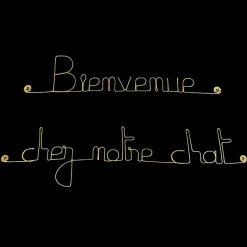 Bijoux De Mur Bienvenue chez notre chat - Sculpture fil de fer 50-60 cm -* Objet Décoratif Mural