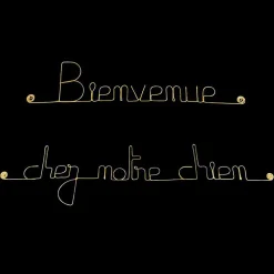Bijoux De Mur Bienvenue chez notre chien - Sculpture fil de fer 50-60 cm -* Objet Décoratif Mural