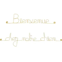 Bijoux De Mur Bienvenue chez notre chien - Sculpture fil de fer 50-60 cm -* Objet Décoratif Mural