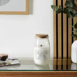 The Home Deco Factory Bougie parfumée avec mèche en bois senteur fleur de coton 12 cm* Bougie Et Senteur
