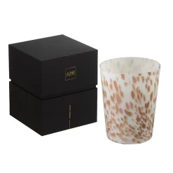 Clearance J-Line Bougie parfumée 68H dans pot en verre blanc - doré 12.5x12.5x15.5 cm