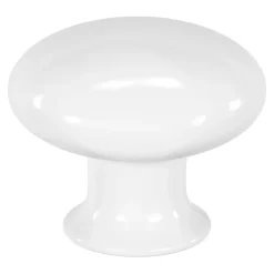 Clearance GoodHome Bouton de meuble arrondi Porcelaine Vras blanc Ø3.2cm x P.2.5cm
