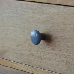 GoodHome Bouton de meuble arrondi Porcelaine Vras titane bleu Ø3.2cm x P.2.5cm* Bouton De Meuble