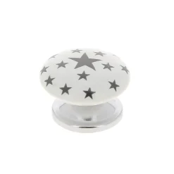 Bouton de meuble arrondi enfant Edern noir et blanc Ø2.4cm x P.2.6cm* Bouton De Meuble