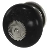 GoodHome Bouton de meuble arrondi Porcelaine Vras noir Ø4cm x P.3.9cm* Bouton De Meuble
