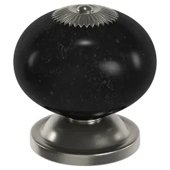GoodHome Bouton de meuble arrondi Porcelaine Vras noir Ø4cm x P.3.9cm* Bouton De Meuble