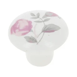 Outlet Bouton de meuble arrondi Locarn rose et blanc Ø3.2cm x P.2.5cm