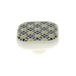 Discount Bouton de meuble Carré Beloen bleu et jaune l.4,1 mm x h. 4.1 cm