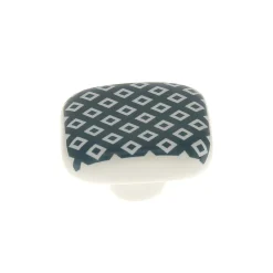New Bouton de meuble carré Beloen bleu vert l.4.1cm x h. 4.1cm x p.1.9cm