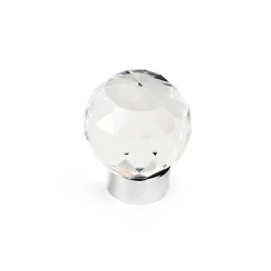 New Hardwarexchange Bouton de meuble cristal diamètre 30 mm base chrome lot de 24 piéces