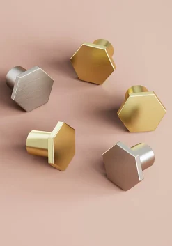 Clearance GoodHome Bouton de meuble Keri effet nickel Ø2.4cm x H.2.1cm