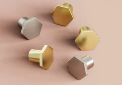 Clearance GoodHome Bouton de meuble Keri effet nickel Ø2.4cm x H.2.1cm