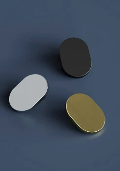 New GoodHome Bouton de meuble ovale Minzh gris ⌀.35mm x L.25mm