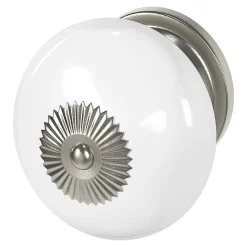 New GoodHome Bouton de meuble Porcelaine Vras blanc Ø4 cm