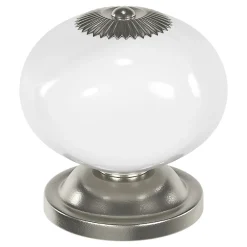 New GoodHome Bouton de meuble Porcelaine Vras blanc Ø4 cm