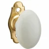 Sale Thirard Bouton en porcelaine pour fenêtre, avec vis de pose, laiton poli et blanc -