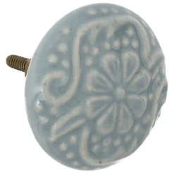Hot Atmosphera Créateur D'Intérieur Boutons de meuble x2 Aniya en céramique & métal D4,5cm bleu - Atmosphera