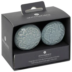 Hot Atmosphera Créateur D'Intérieur Boutons de meuble x2 Aniya en céramique & métal D4,5cm bleu - Atmosphera