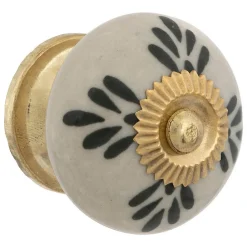 Atmosphera Créateur D'Intérieur Boutons de meuble x2 Dayana en céramique & laiton D3,8cm blanc - Atmosphera* Bouton De Meuble