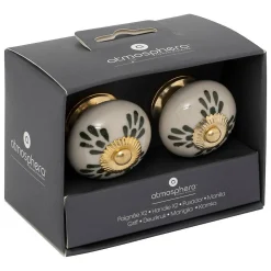 Atmosphera Créateur D'Intérieur Boutons de meuble x2 Dayana en céramique & laiton D3,8cm blanc - Atmosphera* Bouton De Meuble