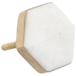 New Atmosphera Créateur D'Intérieur Boutons de meuble x2 en marbre & laiton D4,2cm blanc - Atmosphera