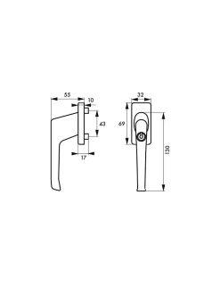 Discount Thirard Béquille à clé pour fenêtre, avec vis de pose, couleur F2, 1 clé -