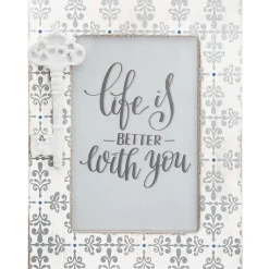 Atmosphera Cadre à Poser Relief "Clé" 10x15cm Blanc & Gris* Cadre