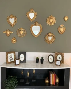 Clearance Emdedesign Cadre photo ovale perles noir et doré l.13 x H.18 cm Emde