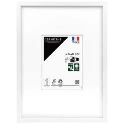 Ceanothe Cadre photo wild blanc 30x40 cm avec passe-partout 15x20 cm Fabriqué en France* Cadre 30 X 40 Cm - A3|Cadre