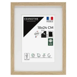 Ceanothe Cadre photo 18x24 cm chêne alba avec passe-partout 13x18 cm Fabriqué en France* Cadre 18 X 24 Cm|Cadre