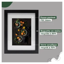 Ceanothe Cadre photo 13x18 cm milan noir avec passe-partout 10x15 cm Fabriqué en France* Cadre 13 X 18 Cm