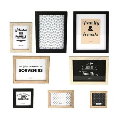 The Home Deco Factory Cadres photos en bois La vie en famille (Lot de 8)