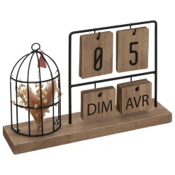 Atmosphera Créateur D'Intérieur Calendrier en bois & métal H18,5cm - Atmosphera* Statue Décorative