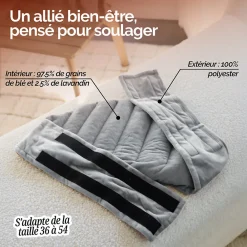 Vivezen Ceinture lombaires chauffante avec bandes auto-agrippantes réglable taille 36 à 54 - Gris clair -* Bouillotte