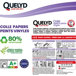 Quelyd Colle en poudre - adaptée pour tout papiers peints vinyles - surface de couverture 32 m² - 30601637* Colle Papier Peint