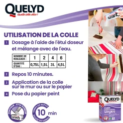 Quelyd Colle en poudre - adaptée pour tout papiers peints vinyles - surface de couverture 32 m² - 30601637* Colle Papier Peint