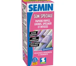 Semin Colle en Poudre pour Papiers Peints Sem-Spéciale , Vinyls, Lourds, Spéciaux et Intissés, Intérieur, Boite 200 g* Colle Papier Peint