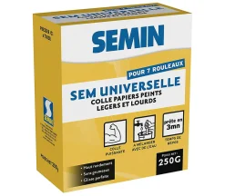 Semin Colle en Poudre pour Papiers Peints Légers et Lourds , Boite 250 g* Colle Papier Peint