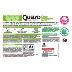 Quelyd Colle papier peint pâte avec indicateur coloré 1kg* Colle Papier Peint
