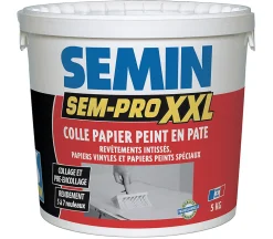Semin Colle Papiers Peints en Pâte Sem-Pro XXL, Prêt à l'Emploi, Seau de 5 kg* Colle Papier Peint