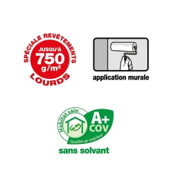 Quelyd Colle pour revêtements lisses de rénovations lourds (jusqu'à 750g/m²) pâte 10kg* Colle Papier Peint