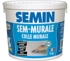 Semin Colle pour Toiles de Verre et Revêtements Muraux Légers Sem Murale, Prêt à l'Emploi, Seau 5 kg* Colle Papier Peint