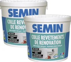 Semin Colle Revêtements de Rénovation Lisse en Pâte , Prête à l'Emploi, Intérieur, Seau de 5 kg (Lot de 2)* Colle Papier Peint