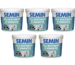 Semin Colle Revêtements de Rénovation Lisse en Pâte , Prête à l'Emploi, Intérieur, Seau de 5 kg (Lot de 5)