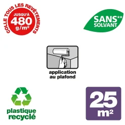 Quelyd Colle spéciale plafonds - toile de verre et revêtements de rénovation pâte 6kg* Colle Papier Peint