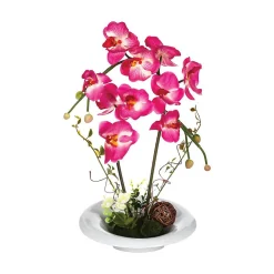 Atmosphera Créateur D'Intérieur Composition d'orchidées artificielles - vase en céramique - H46 cm - Rose- Atmosphera* Plante Artificielle