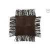 Sale J-Line Coussin à franges en cuir marron 45x45x8 cm